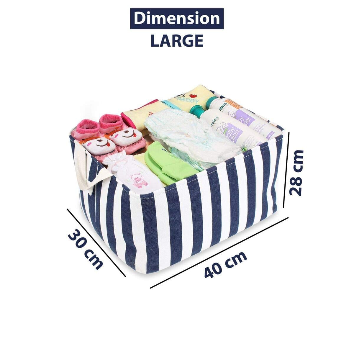 Greecart Cotton Storage Organizer Basket Bin for Clothes Foldable, Toys, Books and Wardrobe (Pack of 3)