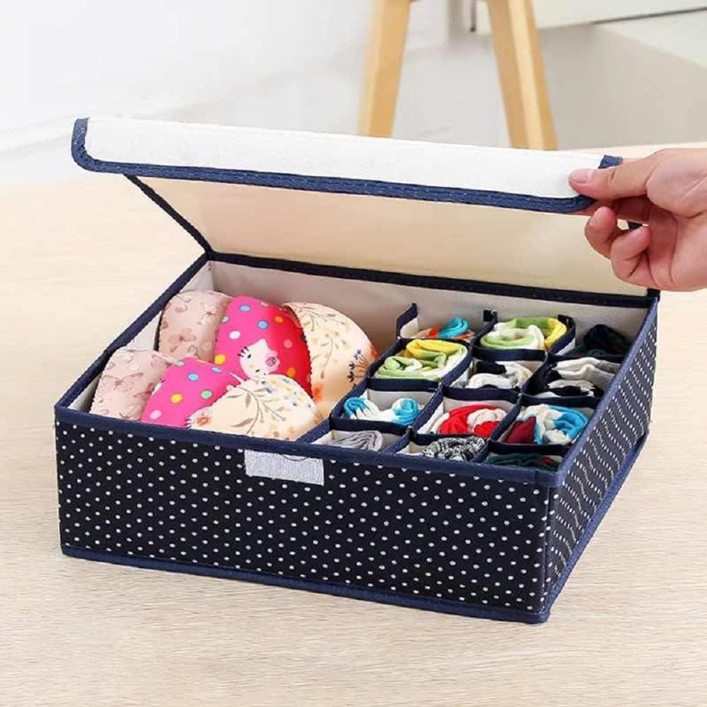 Greecart Drawer Organizers Multi Compartment Cell Foldable Storage Box with Lid