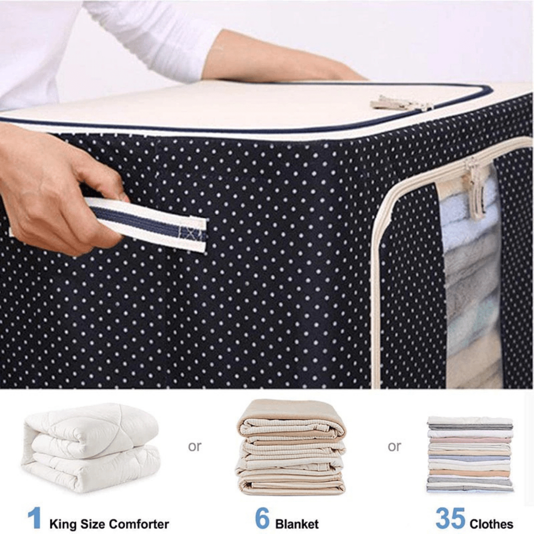 Greecart Oxford Fabric Storage Boxes - Clothes, Sarees, Bed Sheets, Blanket Etc