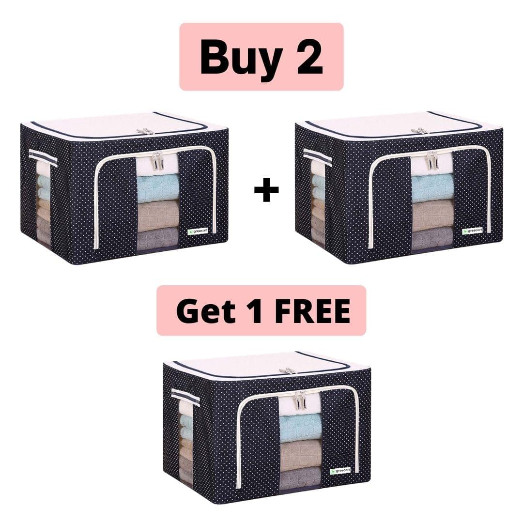 Greecart Oxford Fabric Storage Boxes For Clothes, Sarees, Bed Sheets, Blanket Etc