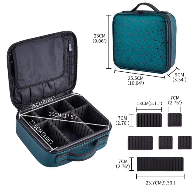 Greecart Professional Cosmetic Makeup Box Makeup Bag Storage Organizer Vanity Bag with Adjustable Compartment